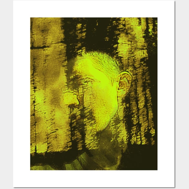 Portrait, digital collage and special processing. Masterpiece. Man looking to car window, reflection. Summer. Bright, evening. Wall Art by 234TeeUser234